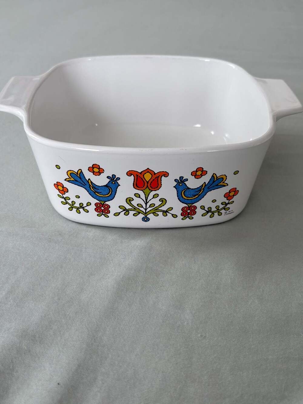 CorningWare Country Festival 1.5 Qt Casserole Dish 1975 Blue Birds